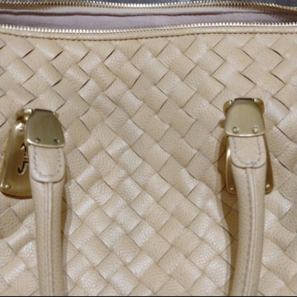 Cole Haan caviar leather beige Nude leather briaded satchel - Picture 6 of 9